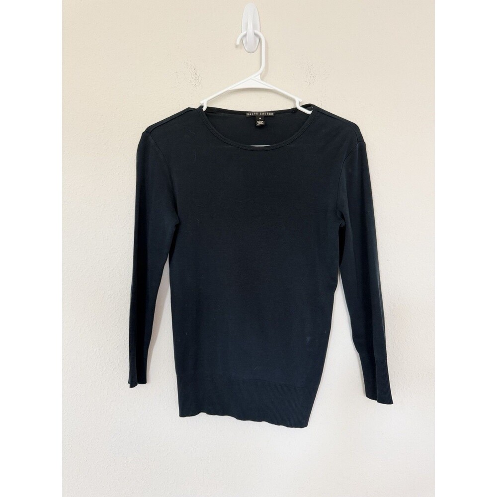 Ralph Lauren Black Label Mercerized Cotton Ribbed Sweater Black Size Medium
